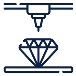 Blue outline of diamond engraving process