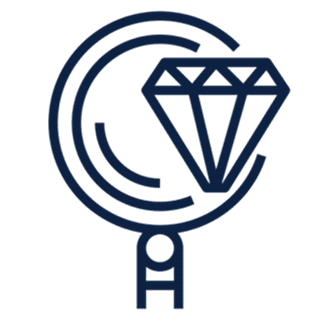 Blue diamond logo on black background